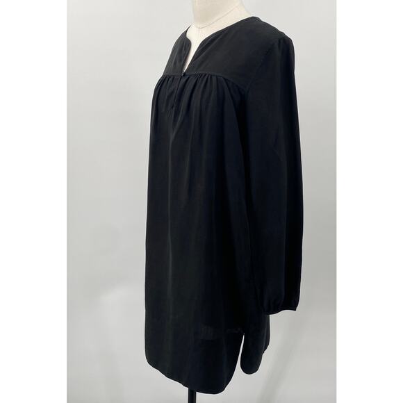 Aritzia Wilfred Linen Blend Tunic Long Sleeve Button V Neck Mini Dress Black XS - Picture 4 of 9
